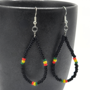 earrings, rasta teardrop