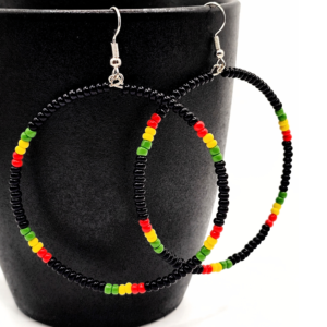 Rasta Beaded Hoop Earrings