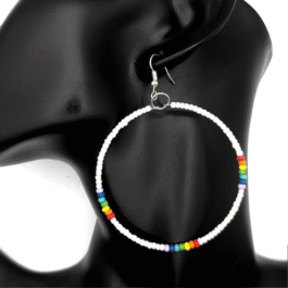 White Beaded Chakra Hoop Earrings