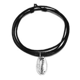 Silver Cowrie Black Choker