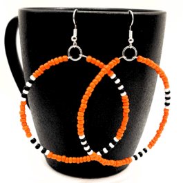Orange Rhythm Beaded Hoop Earrings