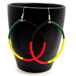 Rasta Block Beaded Hoop Earrings