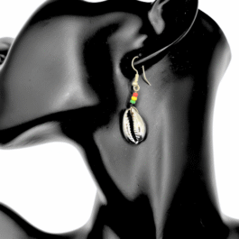 Rasta Cowrie Drop Earrings