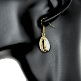 Cowrie Earrings with Gold Accents