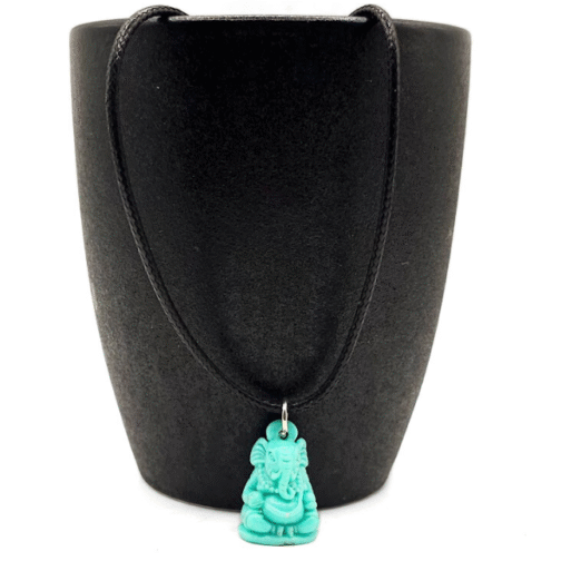 Teal Ganesha Charm Necklace