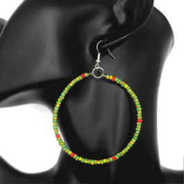 Green Yellow Checkered Hoop Earrings