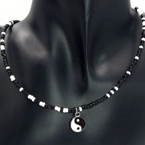 necklace - checkered yinyang