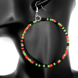 Pan African Mix Beaded Hoop Earrings