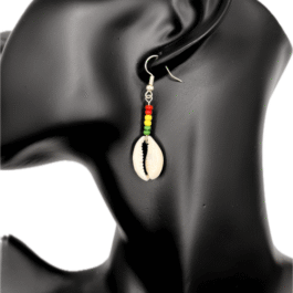 Rasta Drop Cowrie Shell Earrings