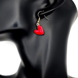 Red Enamel Heart Earrings
