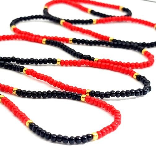 Red Black Gold Waist Beads