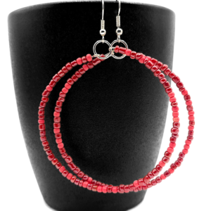 Red Pink Beaded Earrings