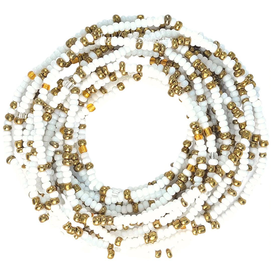 White and Gold Waist Beads