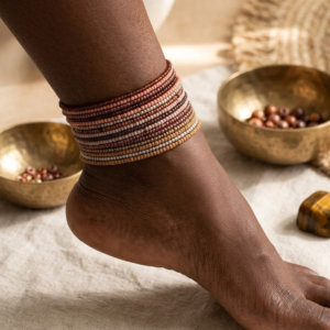 Brown Earth Beaded Anklets (10pc)