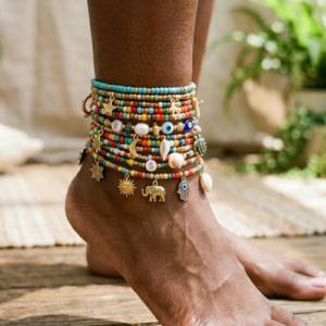 Beaded Charm Anklets (5pc)