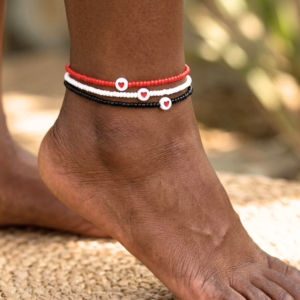 Heart Charm Anklet Set (3pc)