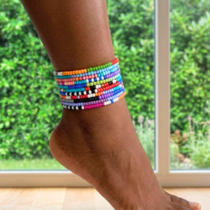 Zulu Style Beaded Anklets (5pc)