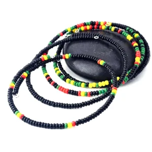 Rasta Mix Beaded Anklets (5pc)