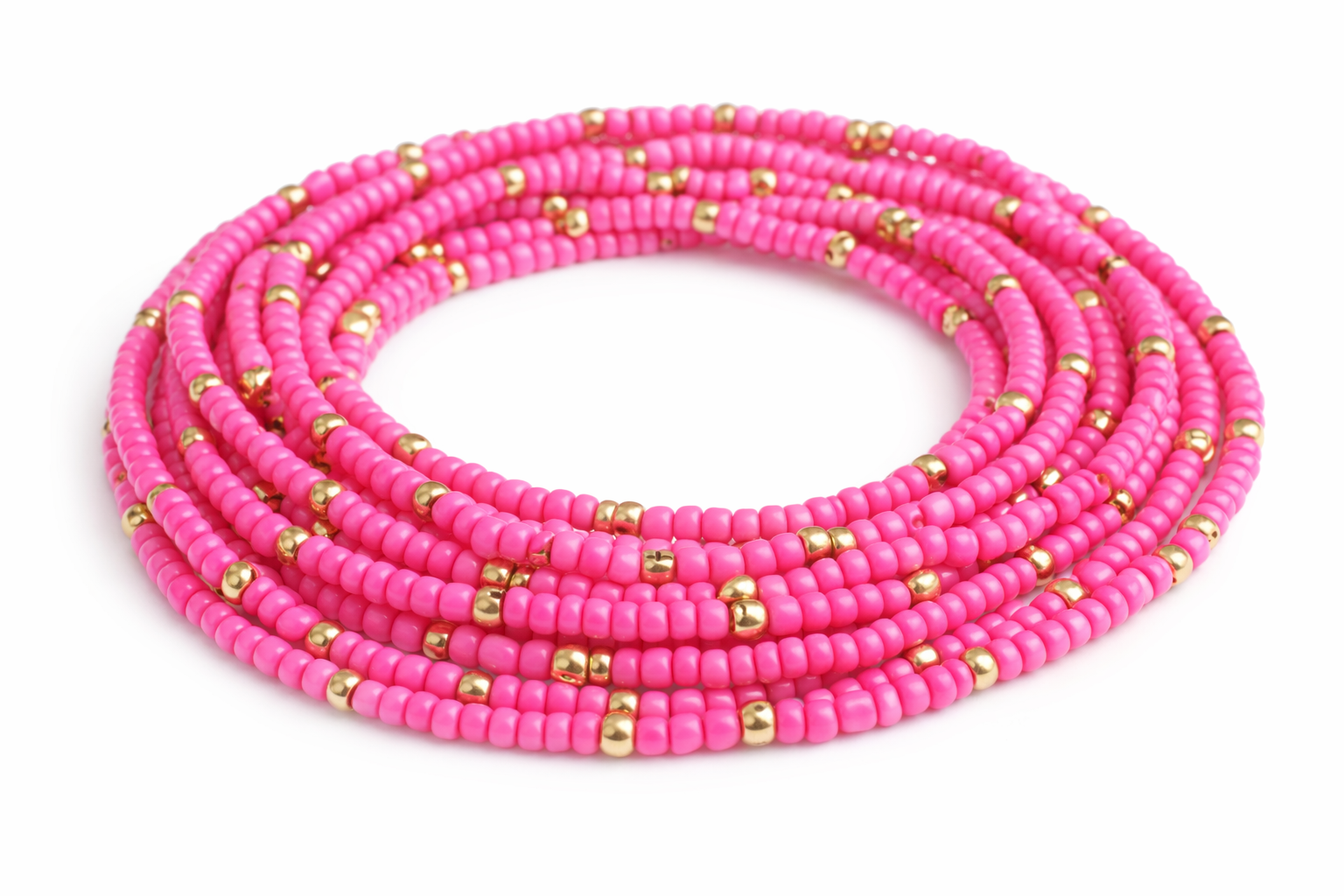 Hot Pink and Gold Waist Beads