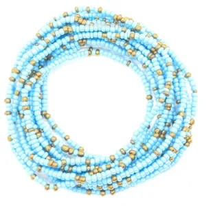 Gold & Light Blue Waist Beads