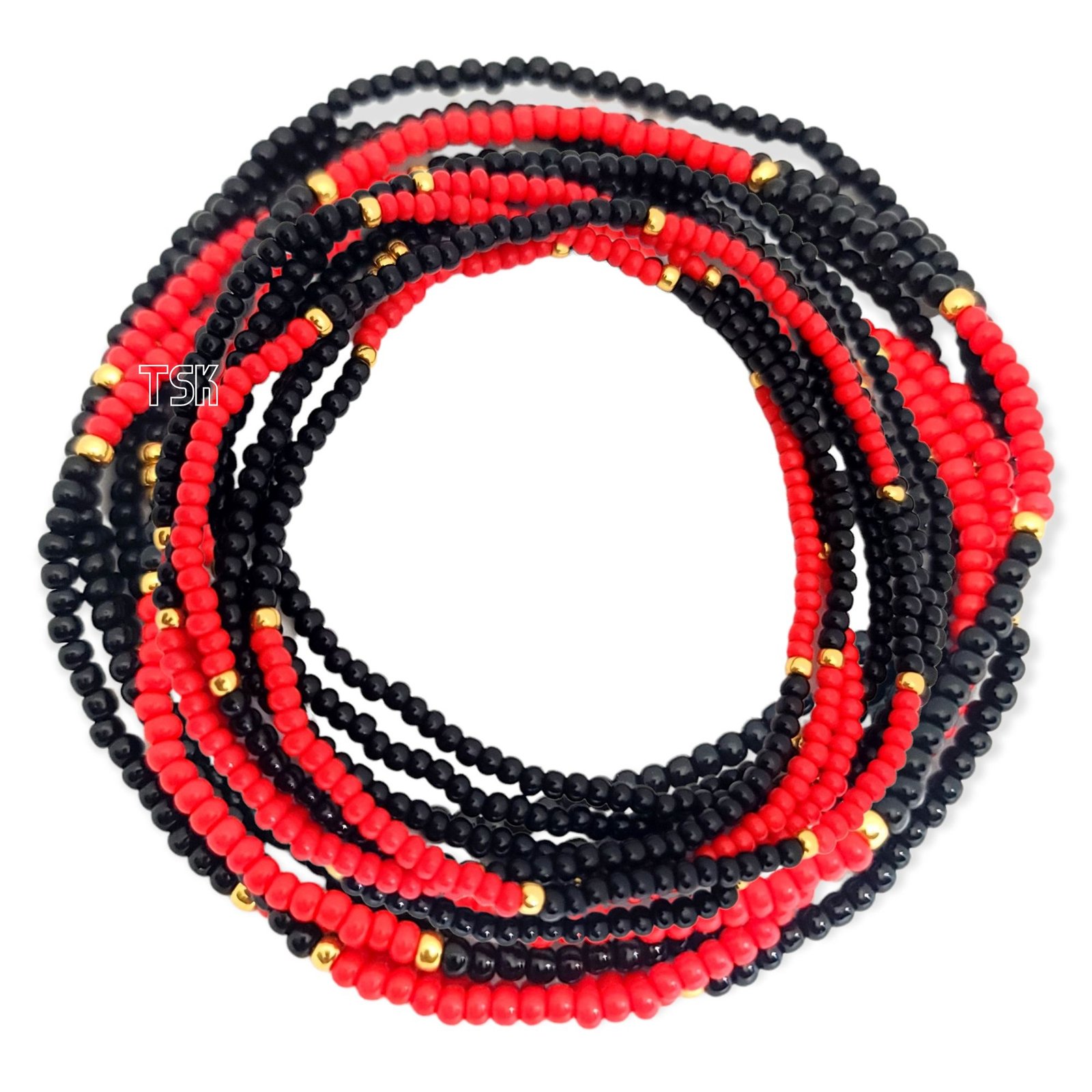 Red Black & Gold Waist Beads